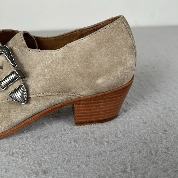 Frye Ellen Buckle Monk Shoe Low Heel 7 Bootie Womens 7M 3478009-ASH Brown - Picture 6 of 16